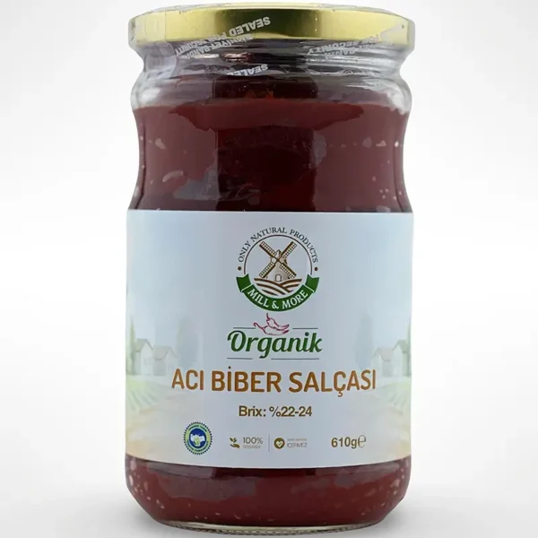 Organik Tuzsuz Acı Biber Salçası 610 g