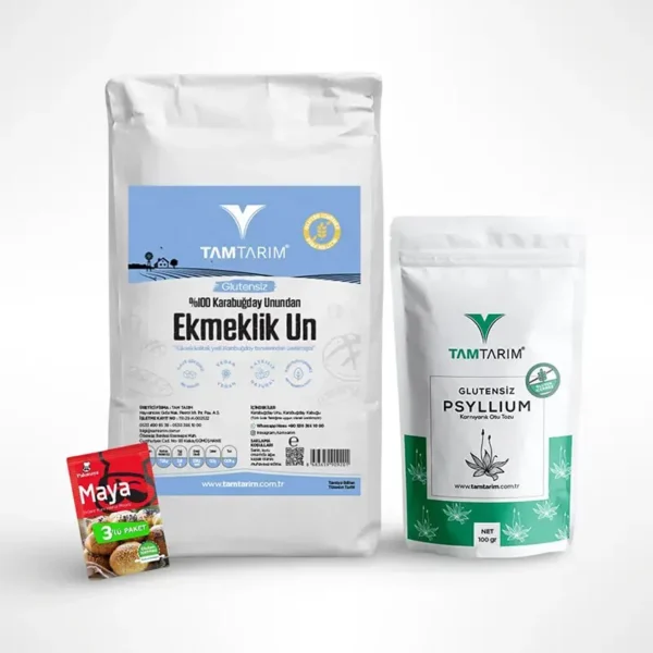Glutensiz Ekmeklik Un 2 Kg - Psyllium 100 g - Kuru Maya (3x10 g)