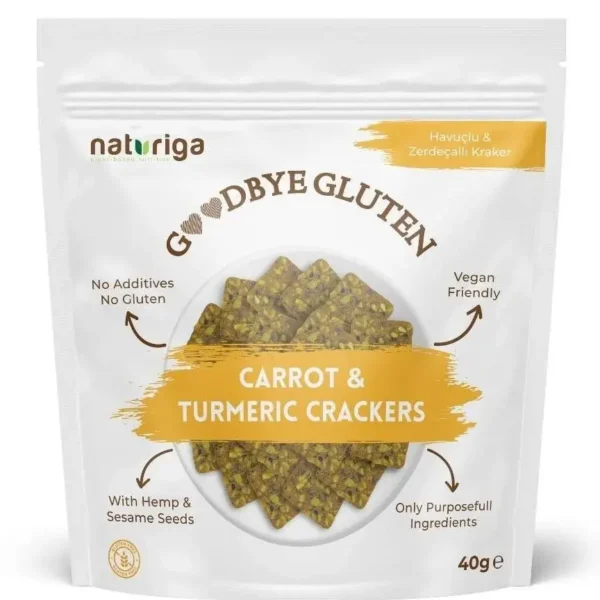 Naturiga Havuçlu & Zerdeçallı Çıtır Kraker 40 g Glutensiz • Vegan • Koruyucusuz • Rafine Şekersiz
