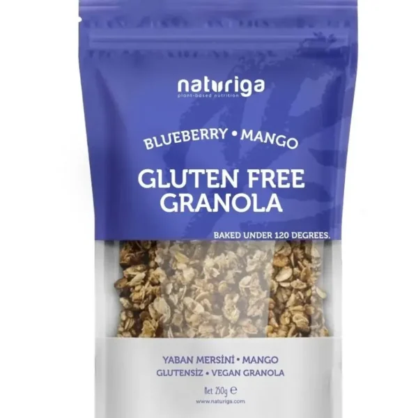 Naturiga Glutensiz Yaban Mersini & Mango Granola 250 g %100 Glutensiz • Katkısız • Vegan