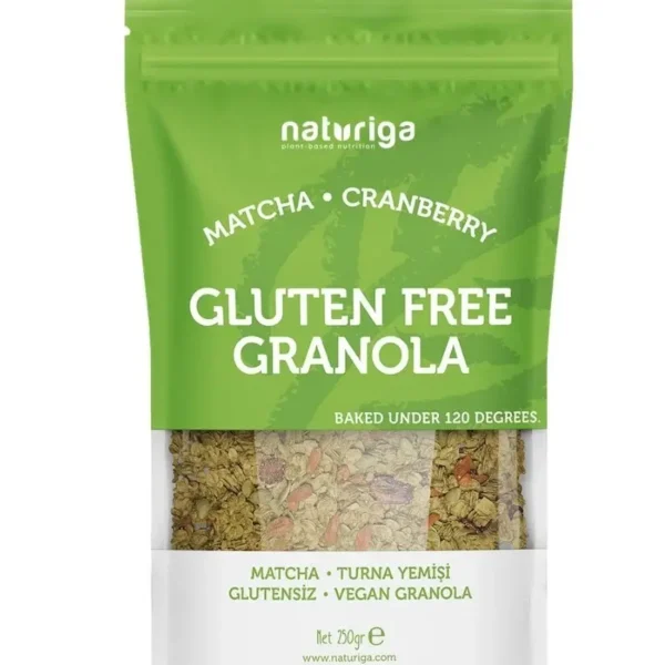 Naturiga Glutensiz Matcha & Turna Yemişli Granola 250 g Geleneksel Matcha Enerjisi • %100 Glutensiz • Katkısız