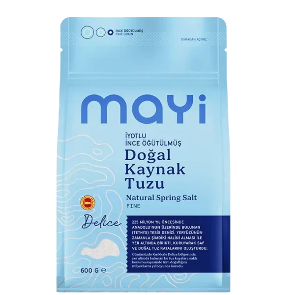 MAYİ ÖĞÜTÜLMÜŞ SOFRA TUZU 600 GR (İYOT İLAVELİ)