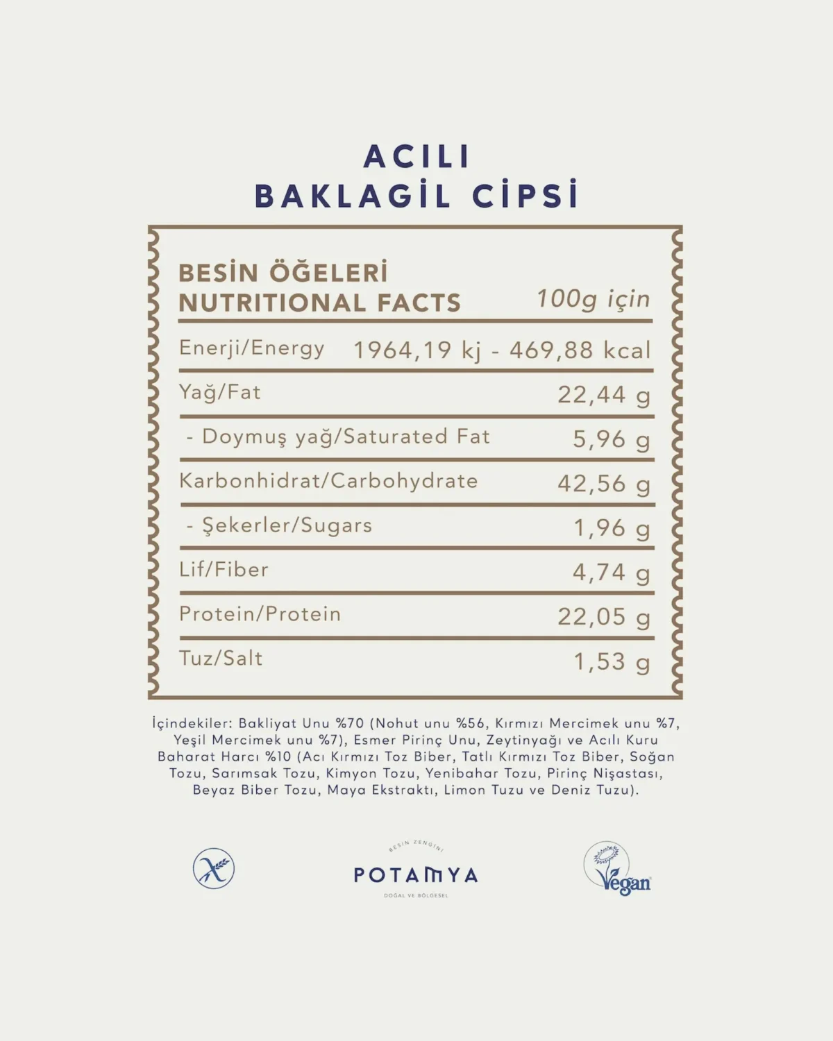 Potamya Acılı Baklagil Cipsi 50 g