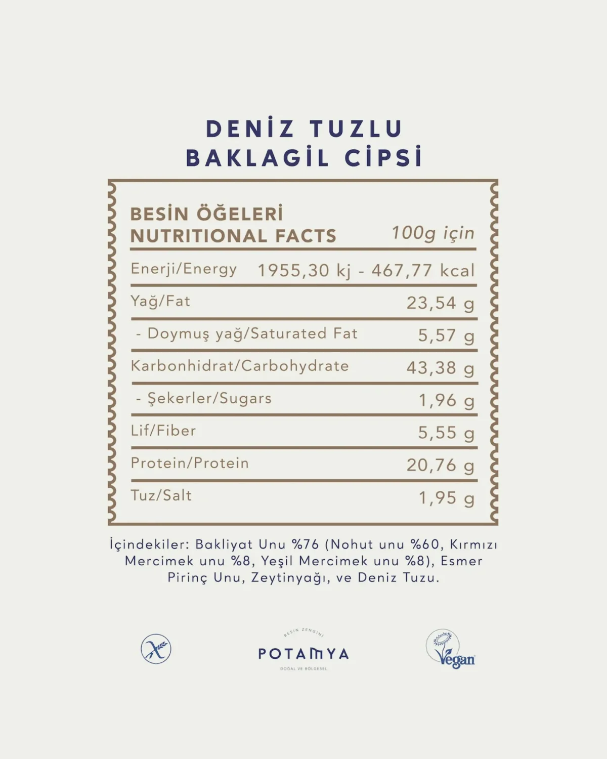 Potamya Deniz Tuzlu Baklagil Cipsi 50 g