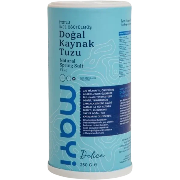 MAYİ ÖĞÜTÜLMÜŞ SOFRA TUZU 250 GR (İYOT İLAVELİ TUZLUKLU)