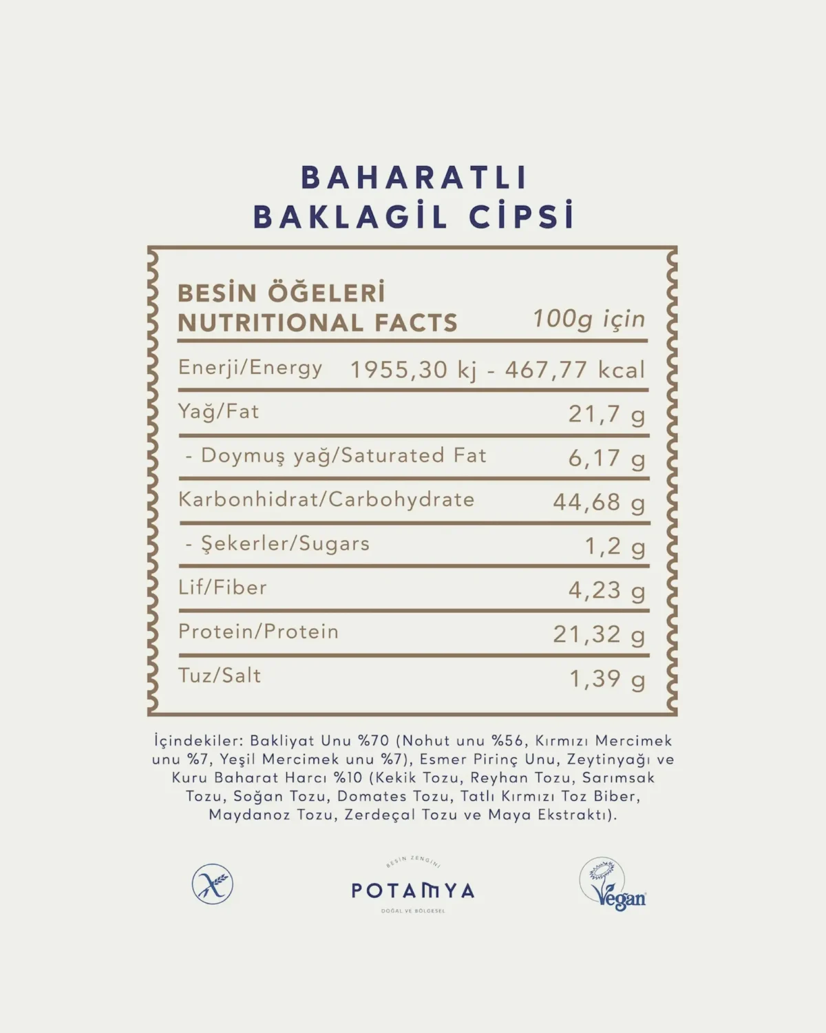 Potamya Baharatlı Baklagil Cipsi (50 g)