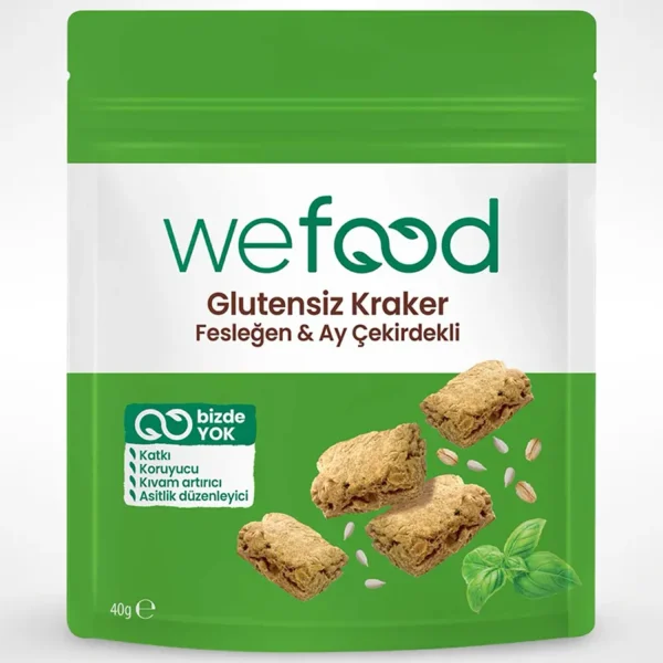 Wefood Glutensiz Fesleğenli Kraker 40 g | Vegan, Katkısız ve Lezzetli Atıştırmalık