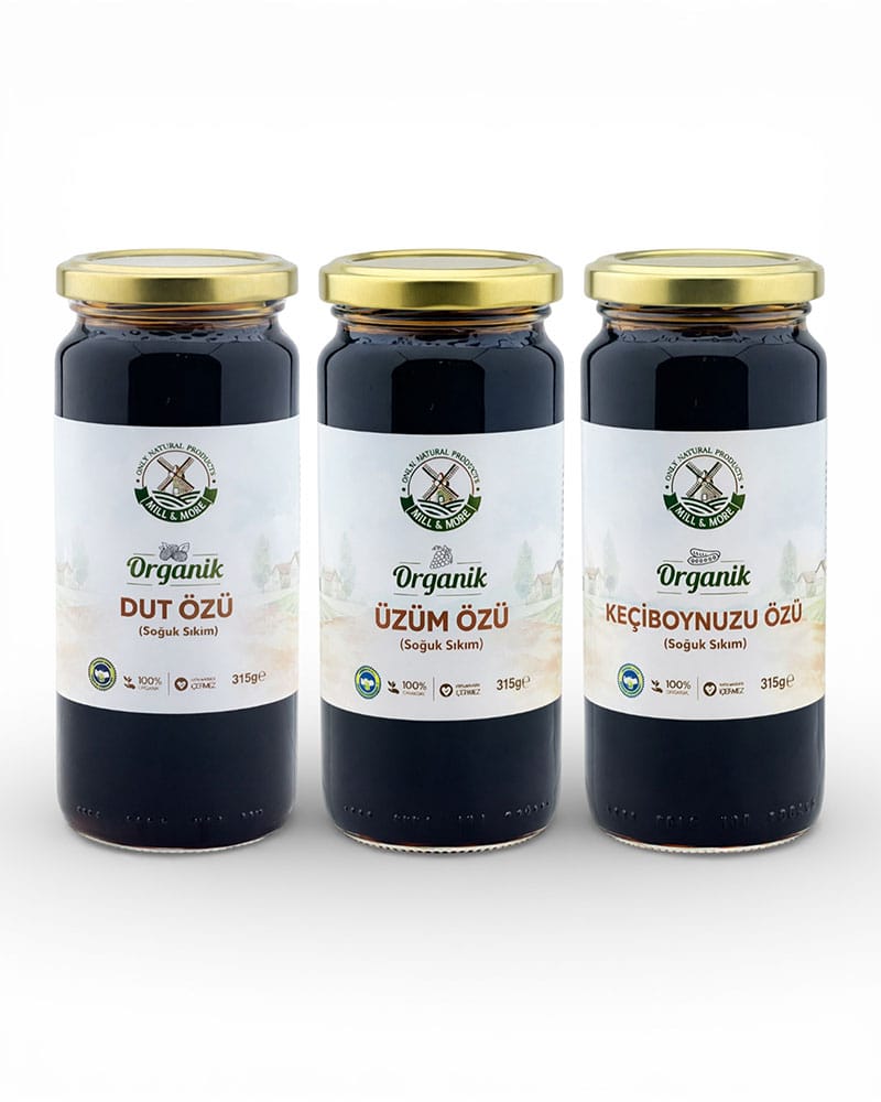 Organik Özler Seti Soğuk Sıkım (Dut, Üzüm, Keçiboynuzu) Organik Özler Seti Soğuk Sıkım (Dut, Üzüm, Keçiboynuzu)